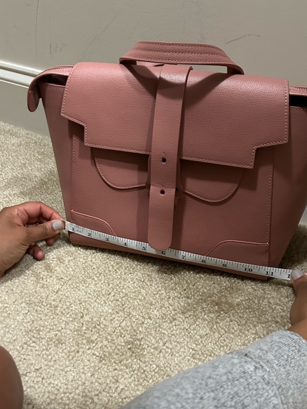Senreve Pebbled Leather Satchel in Dusty Pink - Picture 10 of 10